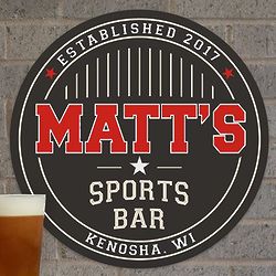 Personalized Sports Bar Round Wall Sign