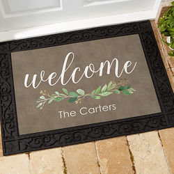 Greenery Welcome 18" x 27" Personalized Doormat