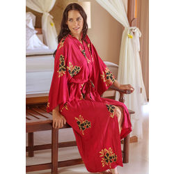 Women's Hibiscus Red Batik Robe