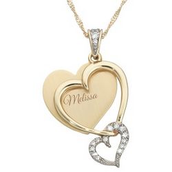 Gold Tone Double Heart Necklace