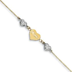 14k Two-Tone Gold Mom Heart Anklet