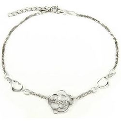 Sterling Silver Love Anklet with Two Hearts