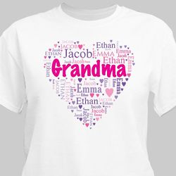 Grandma's Heart Personalized Word-Art T-Shirt