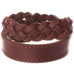 Elegant Lasso in Russet Leather Braided Wristband Bracelet