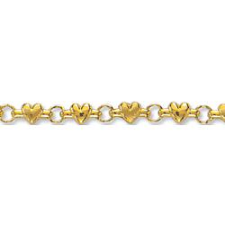 14k Yellow Gold Heart Chain Bracelet