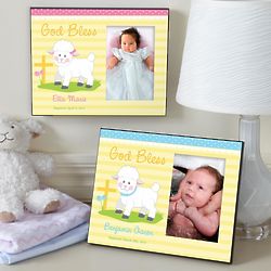 Personalized Sweet Blessings Christening Lamb Frame