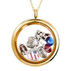 Gold Round Build a Charm Glass Floating Locket