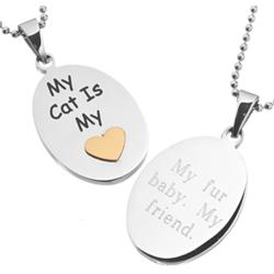 My Cat Is My Heart Stainless Steel Engraved Pet Pendant