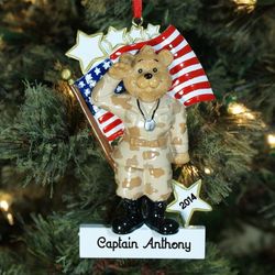 Personalized Army Bear Ornament