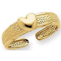 14k Gold Shiny Heart Toe Ring