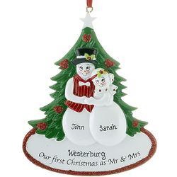 Personalized Our First Christmas as Mr & Mrs Snow Couple Ornament