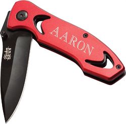 Personalized Red Steel Pocket Knife