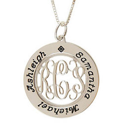 Personalized Large Sterling Silver Mother's Love Pendant