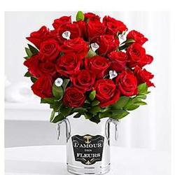 'Diamonds' and 24 Red Roses with Champagne Bucket & Chocolates