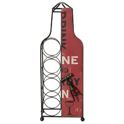 Vertical Metal Wine Bottle Holder in Red