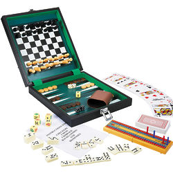 Personalized 6-in-1 Wood Box Travel Game Set