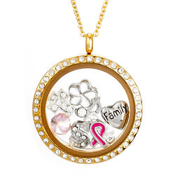Gold CZ Round Build-a-Charm Floating Locket