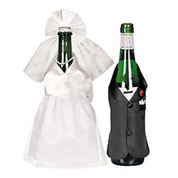 Bride and Groom Wine Bottle Cover Set