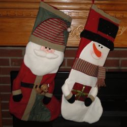 Extra Long Plush Country Santa or Snowman Personalized Stocking