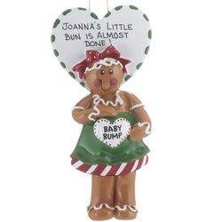 Personalized Expecting Gingerbread with Baby Bump Ornament