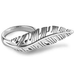 Silver Elongated Feather Ring