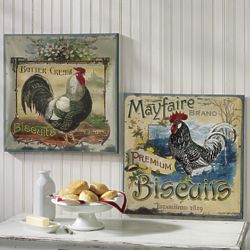 2 Antique Rooster Farmhouse Prints