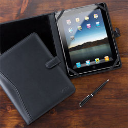 Personalized Black Leather iPad Case