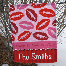 Personalized Happy Valentine's Day Lips Garden Flag