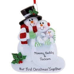 New Family's Personalized 1st Christmas Snowmen Ornament