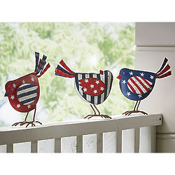 3 Patriotic Sheet-Metal Bird Sculptures