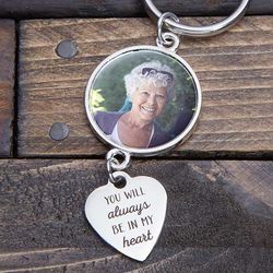 Always In My Heart Personalized Memorial Photo Keychain