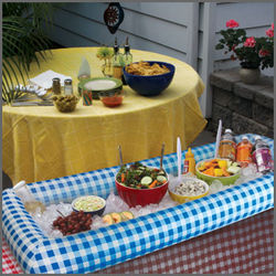 Blue Gingham Inflatable Buffet