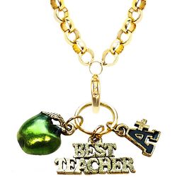 Teacher Charm Necklace in Gold