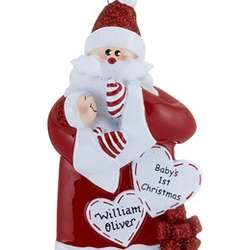 Personalized Baby's 1st Christmas Red Santa Christmas Ornament