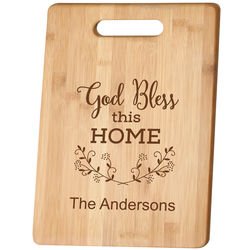 Personalized God Bless This Home Bamboo Cutting Board