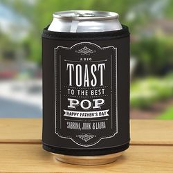 Personalized Toast to Dad Can Koozie