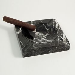 Square Ashtray in Solid Black Marble