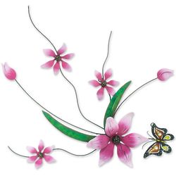 Pink Butterfly Bouquet Iron Wall Sculpture