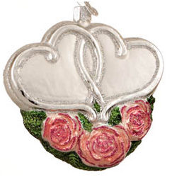 Entwined Hearts Silver Anniversary Christmas Ornament