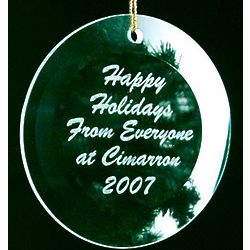 Engraved Beveled Glass Round Ornament