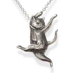Sterling Silver Dancing Cat Necklace
