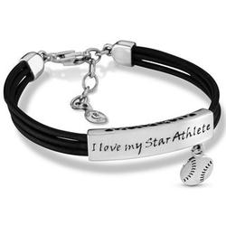 I Love My Star Athlete Baseball Charm Bracelet