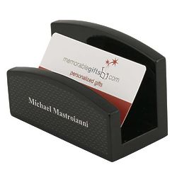 Personalized Business Card Holder in Black Carbon Fiber Look