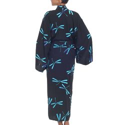 Night Dragonflies Handcrafted Black Batik Robe