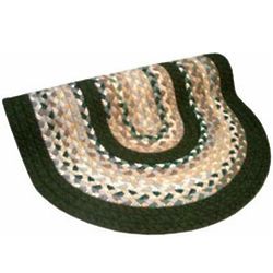Green & Beige Plaid Mix with Olive Green Solids Oval Rug