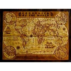World Leather Map in Natural