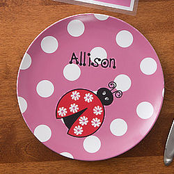 Girl's Ladybug Love Personalized Plate