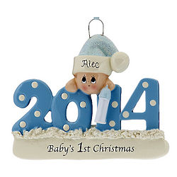 Personalized 2014 Baby Boy's 1st Christmas Ornament