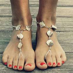 Handcrafted Champagne Shell Barefoot Sandals