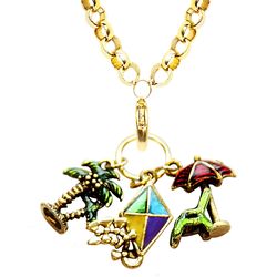 Summer Fun in the Sun Charm Necklace in Gold